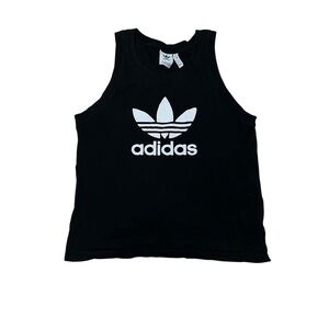 Vintage Adidas Black Tank Top With White Logo Women’s Size Medium Sporty Casual